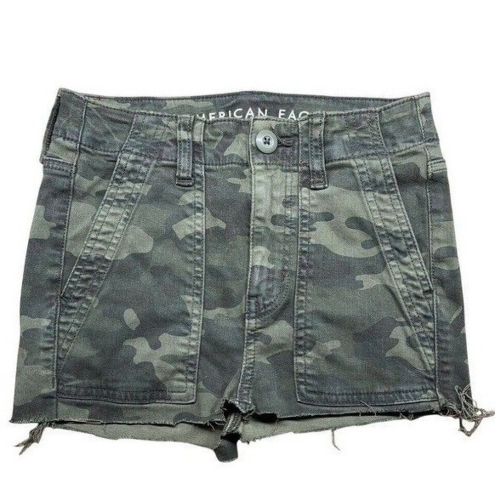 American Eagle Camo Mini Skirt Womens 0 Gorpcore Military Utility Cut Off